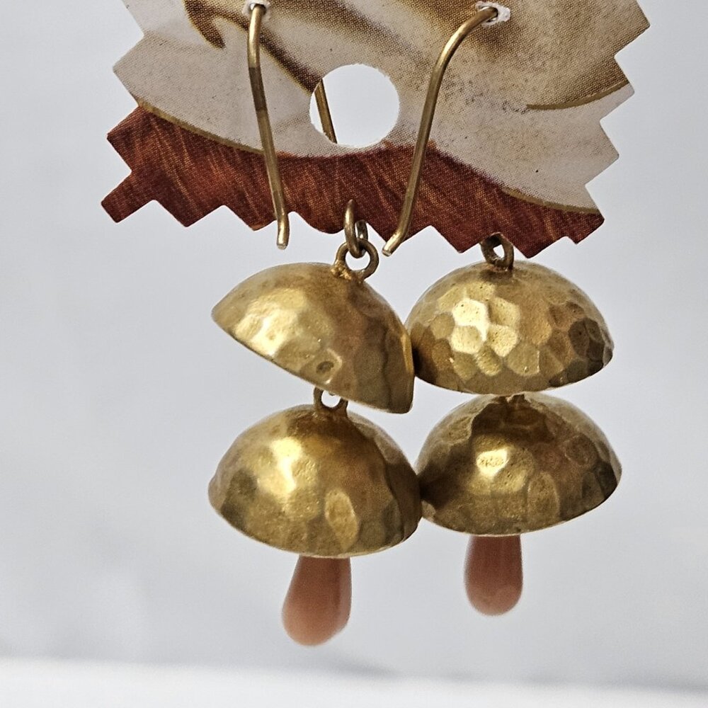 Vintage Gold Tone Dome Bell Drop Earrings – Jingle Statement Festival Boho/D-2